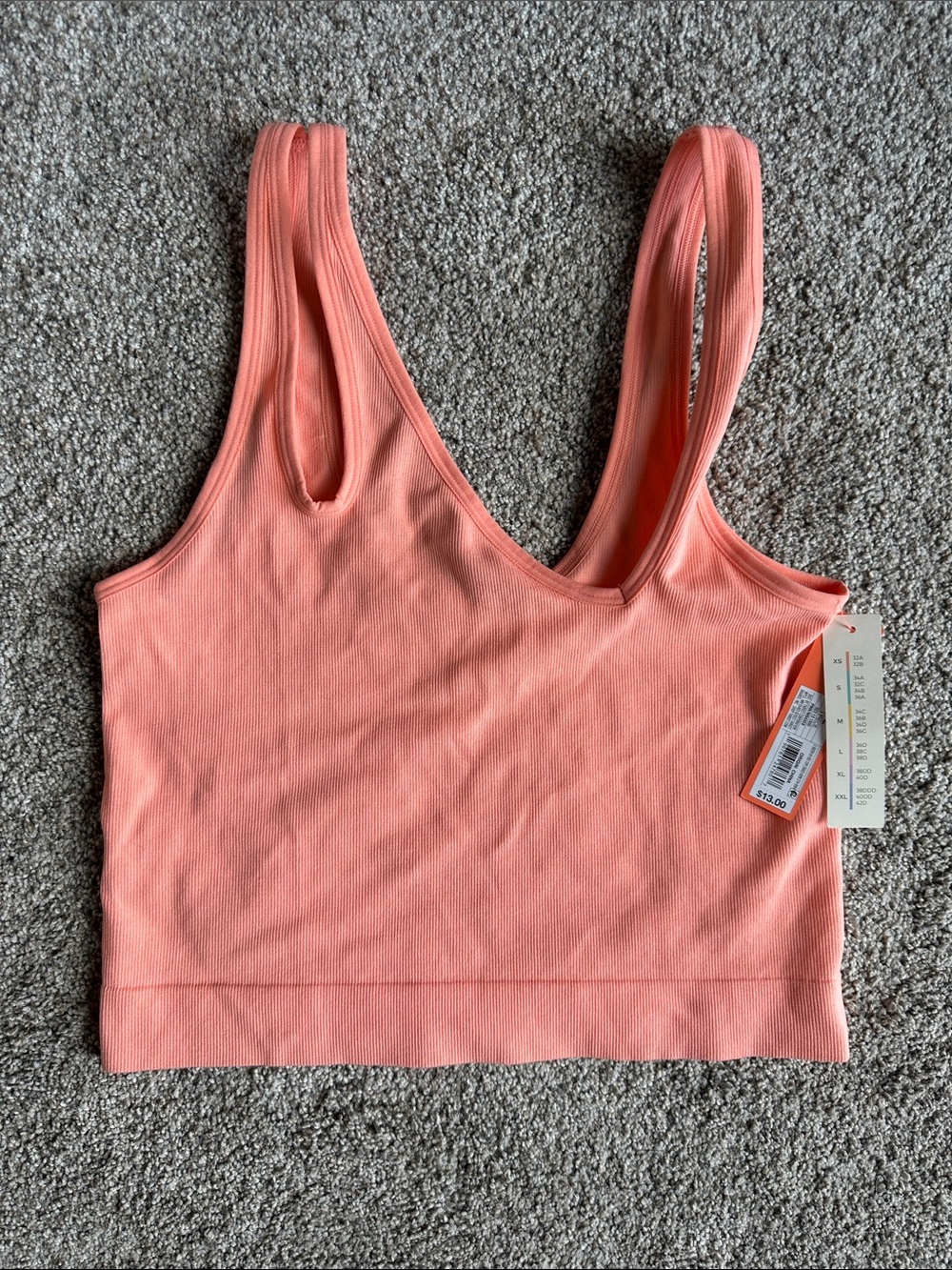 Colsie Coral Ribbed Tank Bralette - Peachy Pink